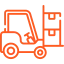 A 3d model of an industrial factory with two people operating industrial lifting equipment.